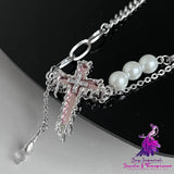 Mirror Cross Alloy Necklace