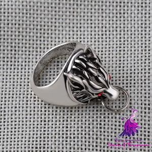 Wolf Head Alloy Ring