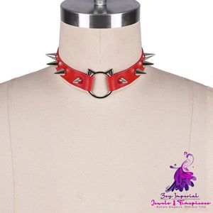 Cat Head Leather Collar Necklace