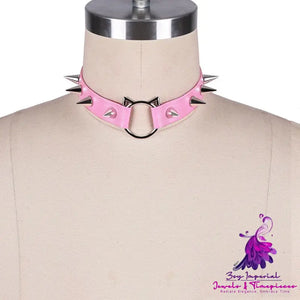 Cat Head Leather Collar Necklace