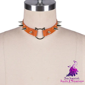 Cat Head Leather Collar Necklace