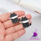 Cartoon Black Cat Alloy Letters Brooch