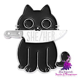 Cartoon Black Cat Alloy Letters Brooch