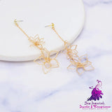 DIY Alloy Long Earrings Irregular Multi Layer Metal Hollow