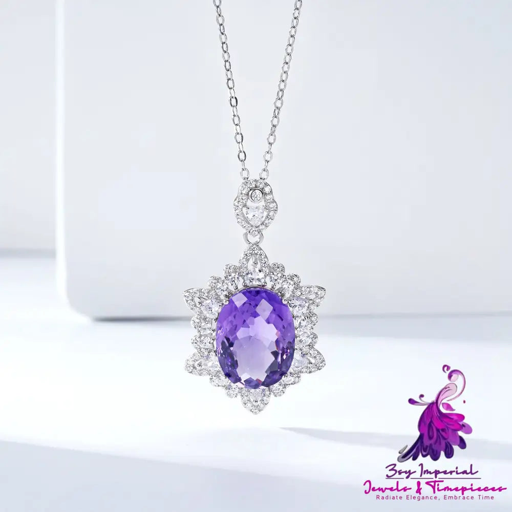 Natural Amethyst 925 Silver Necklace