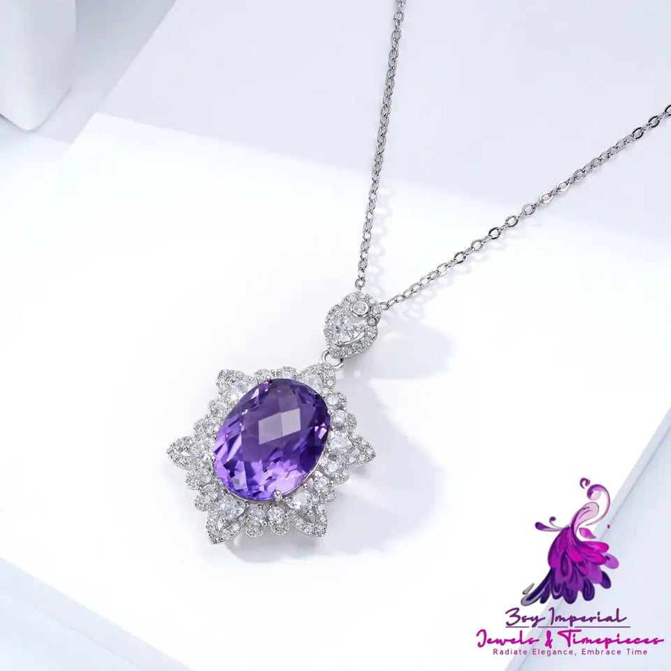 Natural Amethyst 925 Silver Necklace