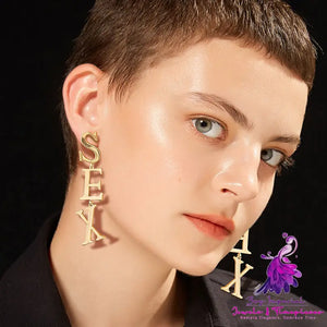 Letter Long Geometric Earrings