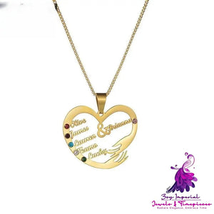 Stainless Steel English Alphabet Heart Set Zircon Pendant