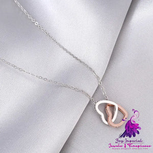 Rose Gold Double Ring Necklace