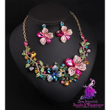 Luxury Flower Crystal Clavicle Set