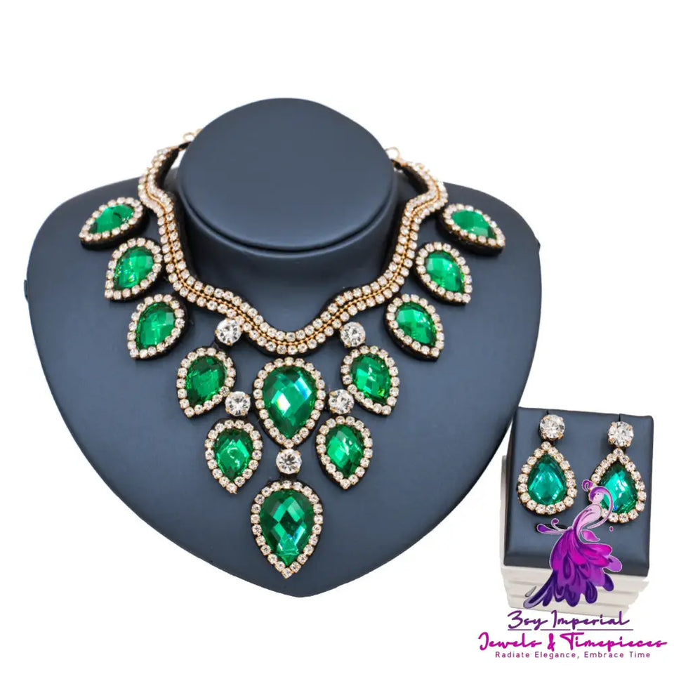 Colorful Exaggerated Bride Necklace Set