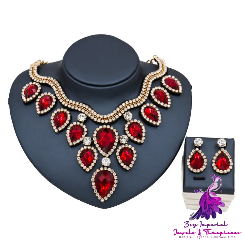 Colorful Exaggerated Bride Necklace Set