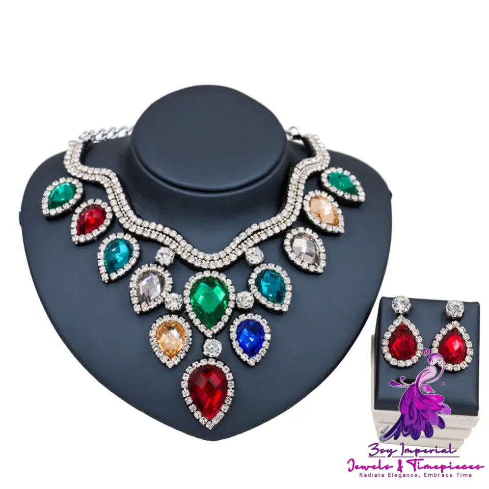 Colorful Exaggerated Bride Necklace Set