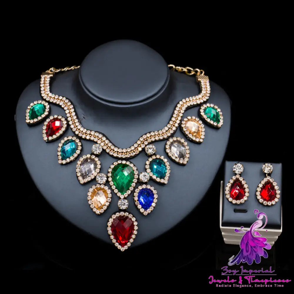 Colorful Exaggerated Bride Necklace Set