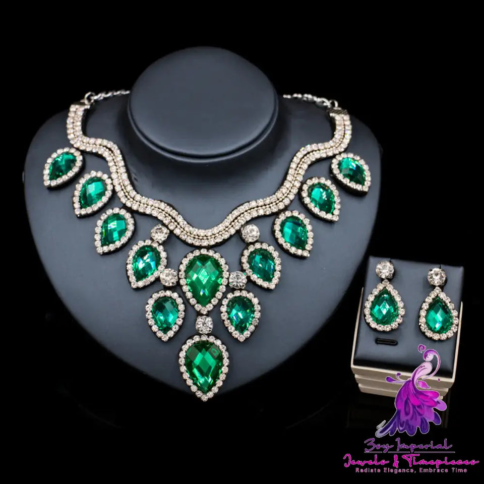 Colorful Exaggerated Bride Necklace Set