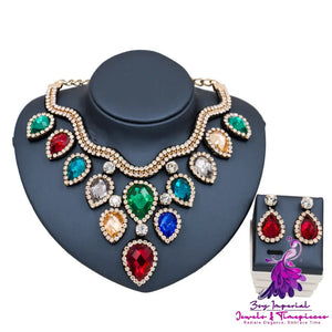 Colorful Exaggerated Bride Necklace Set