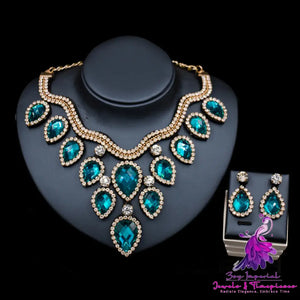 Colorful Exaggerated Bride Necklace Set