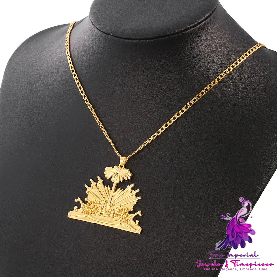 Coconut Tree Gold Pendant Clavicle Chain