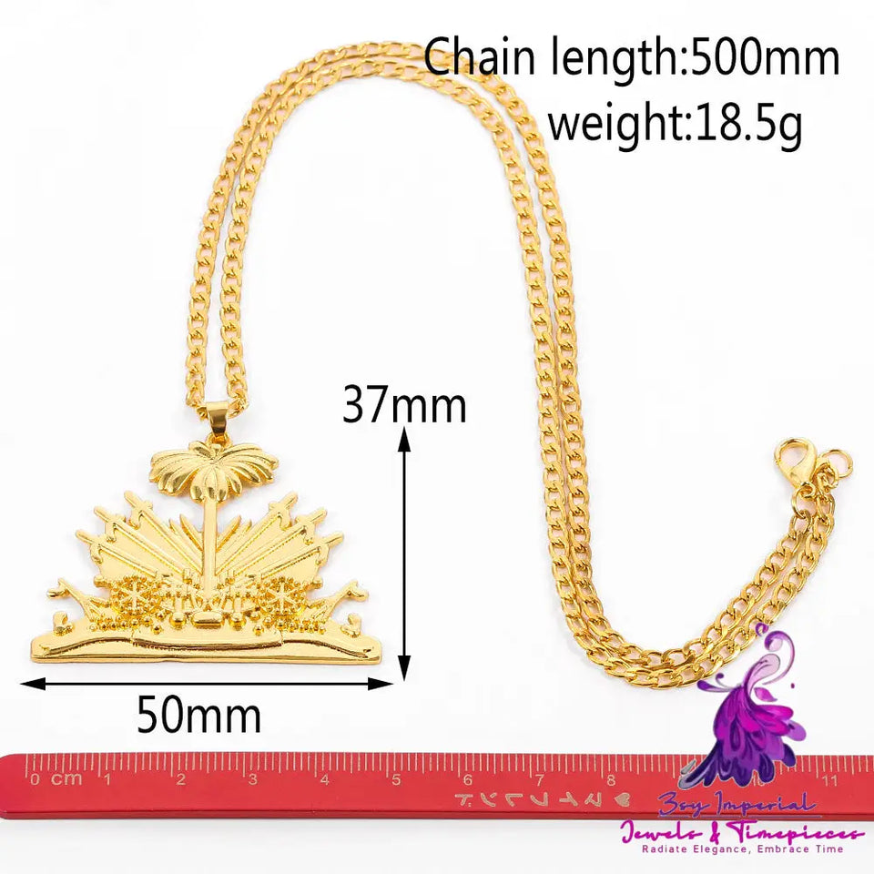 Coconut Tree Gold Pendant Clavicle Chain