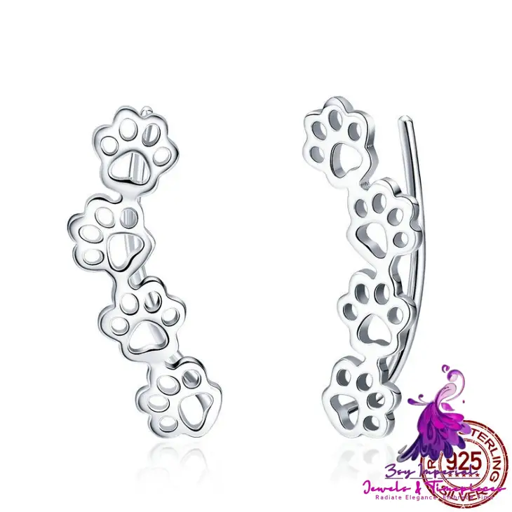 Dog Paw Print Sterling Silver Earrings