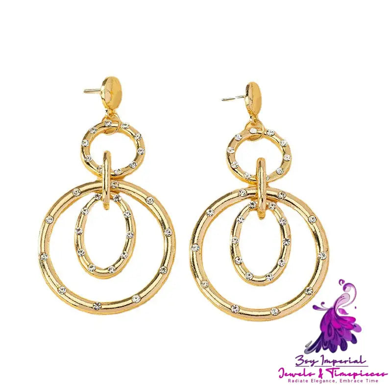 Diamond Round Ring Earrings