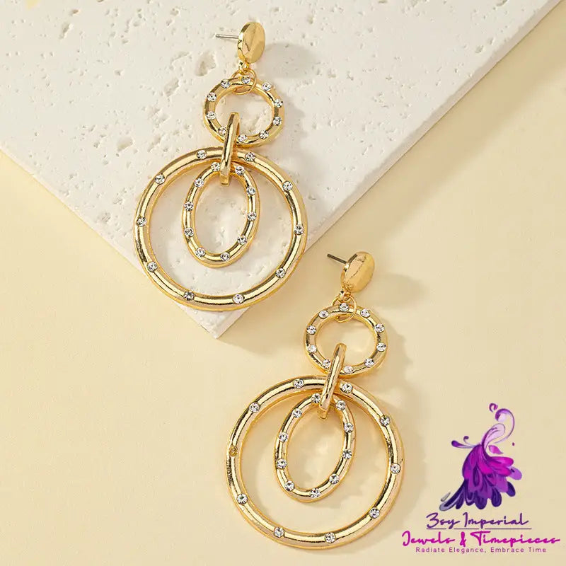 Diamond Round Ring Earrings