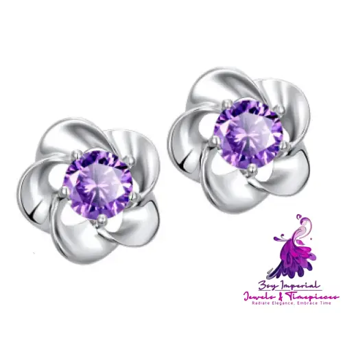 Amethyst Crown Chrysanthemum Earrings