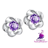 Amethyst Crown Chrysanthemum Earrings