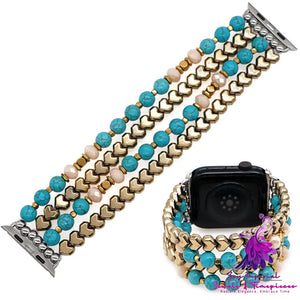 White Pine Turquoise Amethyst Bead Watch Strap