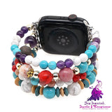 White Pine Turquoise Amethyst Bead Watch Strap