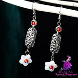 Ancient Tree Vine Earrings with Shell Flower