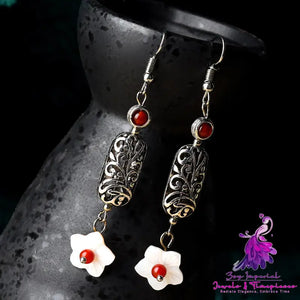 Ancient Tree Vine Earrings with Shell Flower