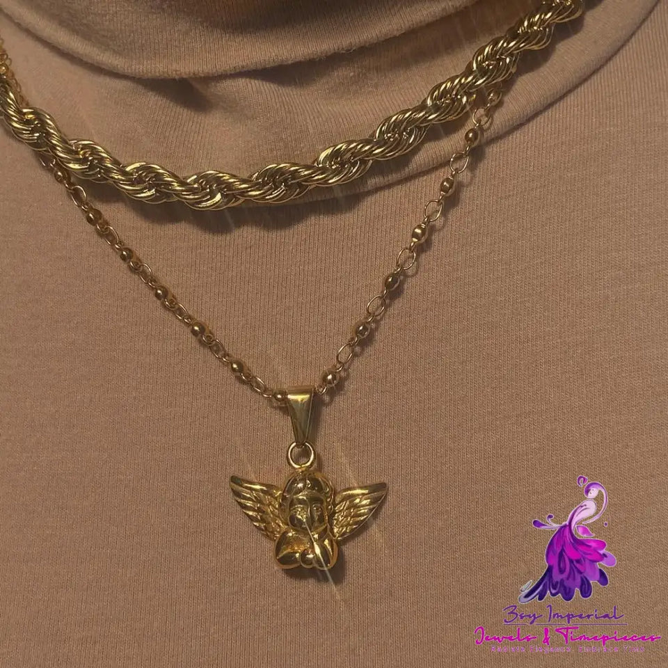 Real Gold Plated Angel Cupid Necklace