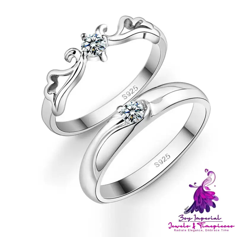 Korean Silver Angel Lovers Ring