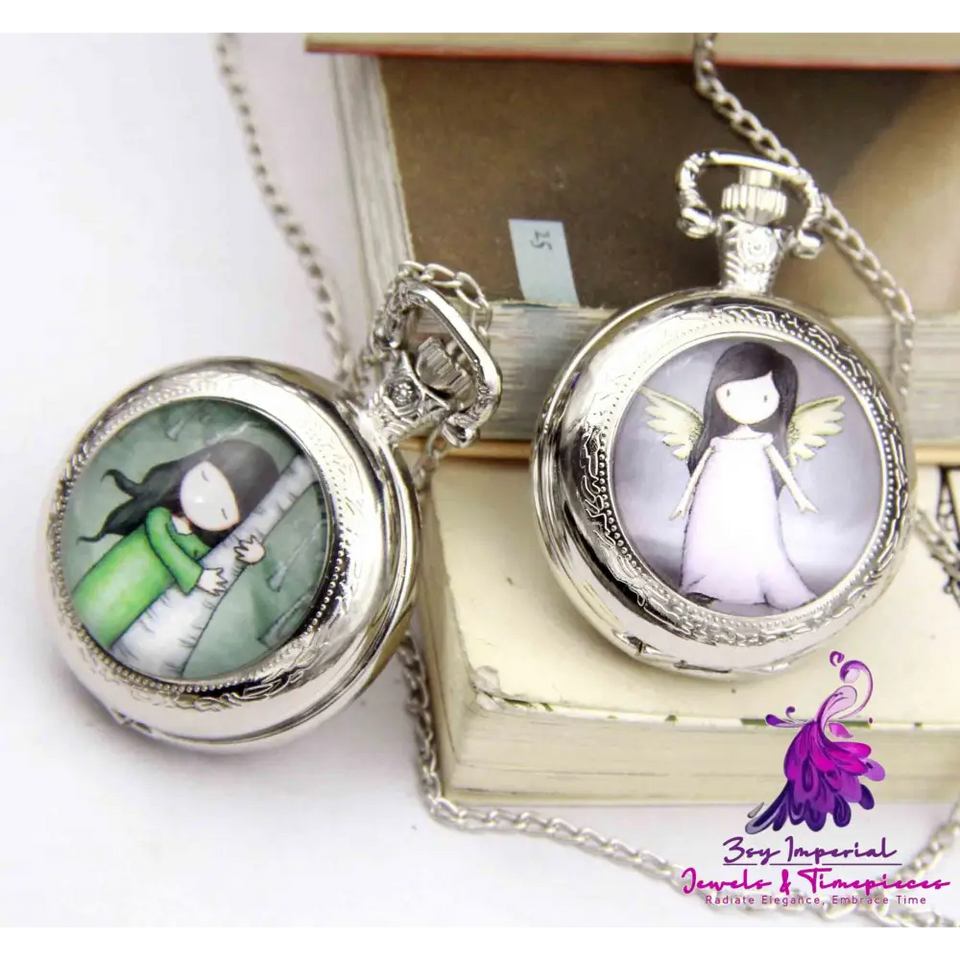 Angel Girl Pocket Watch