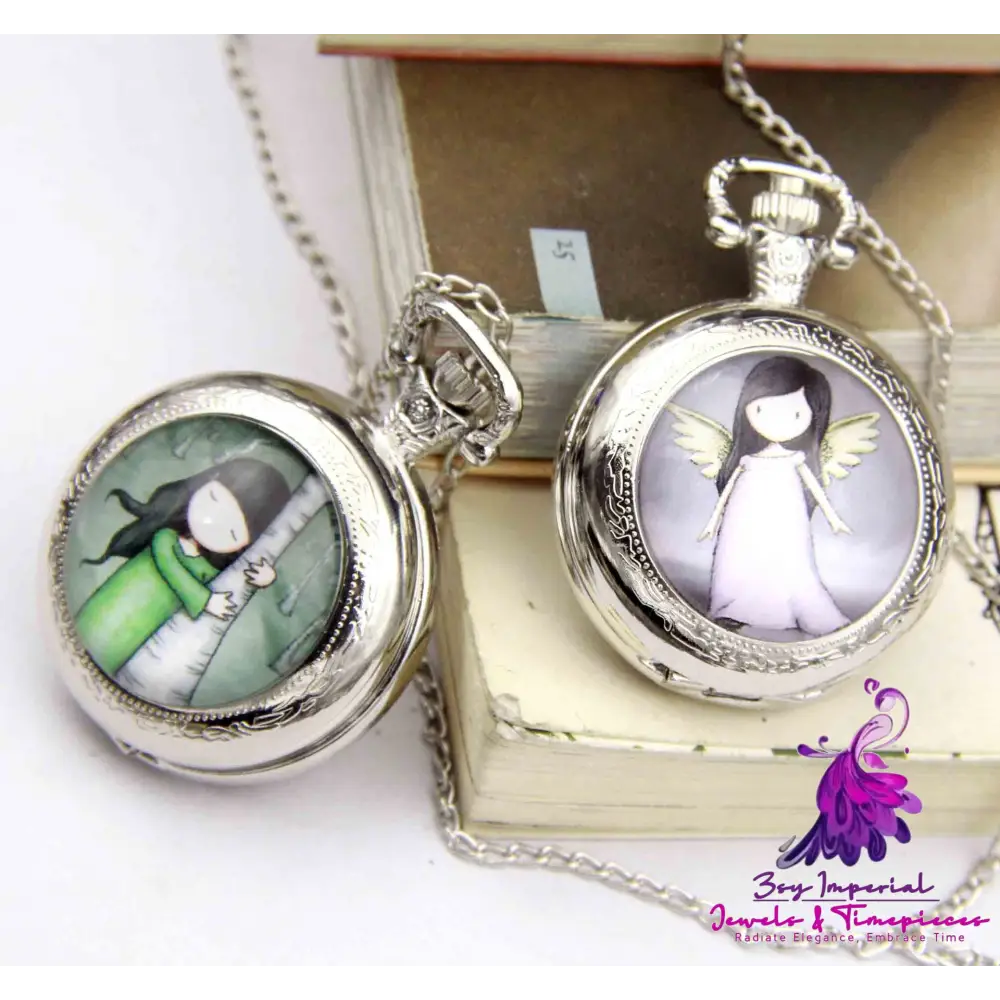 Angel Girl Pocket Watch