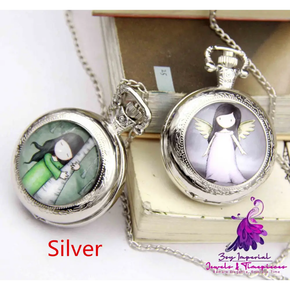 Angel Girl Pocket Watch