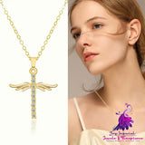 Cross Diamond Angel Wings Pendant