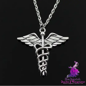 Rotating Dragonfly Snake Stick Angel Wings Necklace