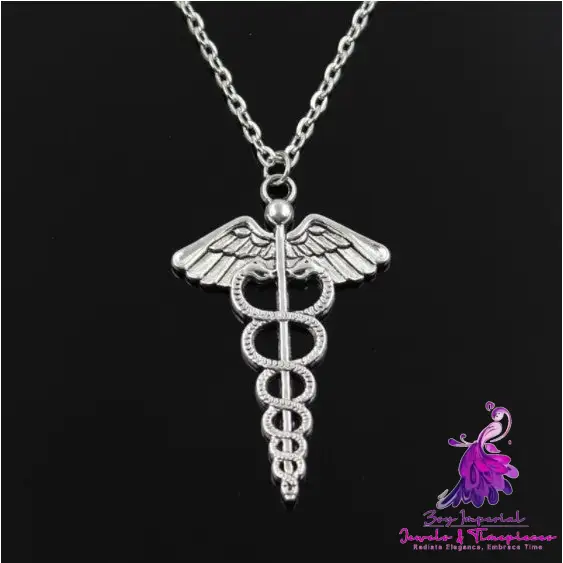 Rotating Dragonfly Snake Stick Angel Wings Necklace