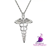 Rotating Dragonfly Snake Stick Angel Wings Necklace