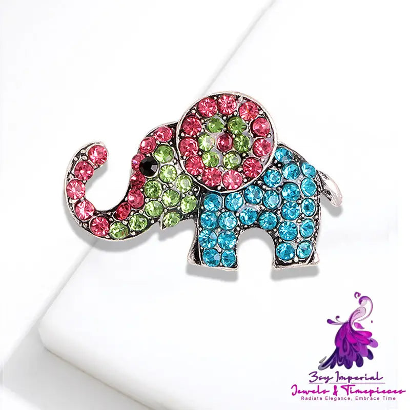 Full Diamond Elephant Brooch