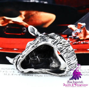 Men’s Stainless Steel Retro Animal Rhinoceros Head Ring