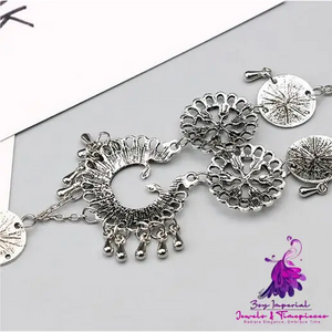 Antique Silver Hollow Flower Anklet