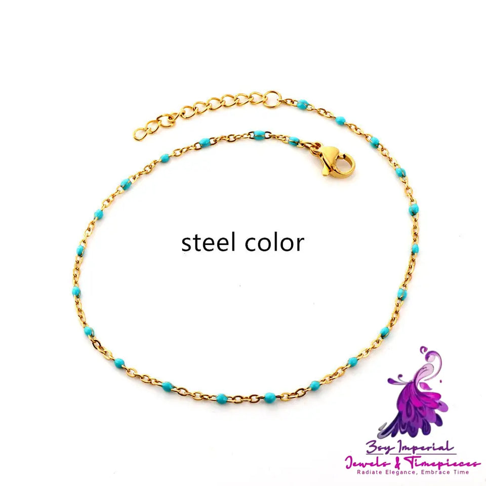 Retro Colored Bead Anklet