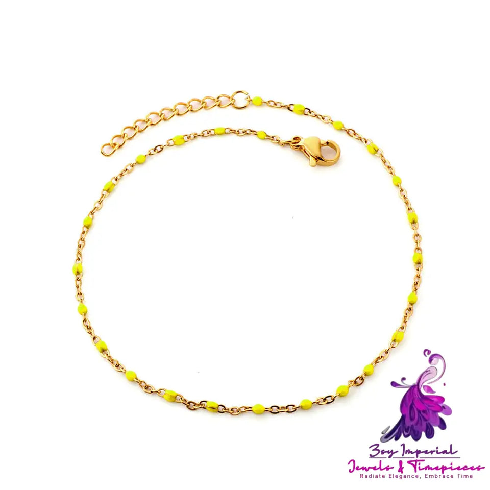 Retro Colored Bead Anklet