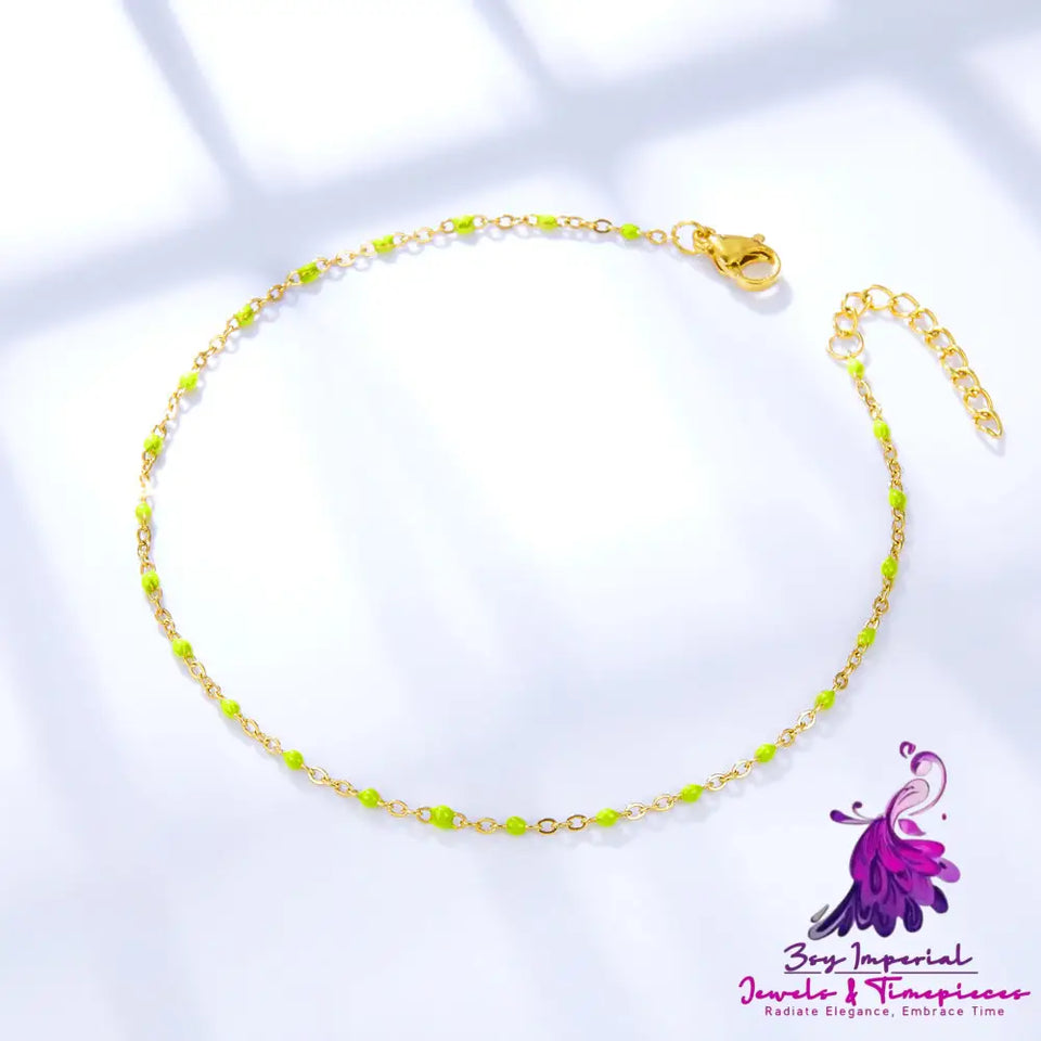 Retro Colored Bead Anklet