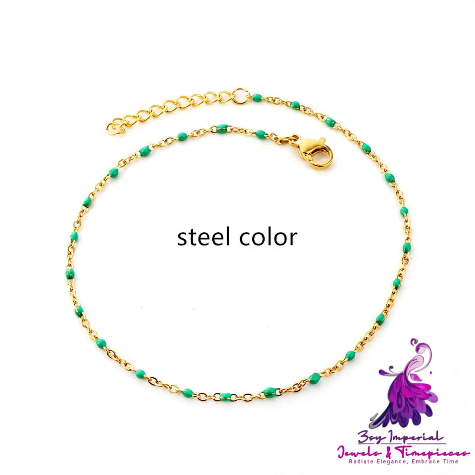 Retro Colored Bead Anklet