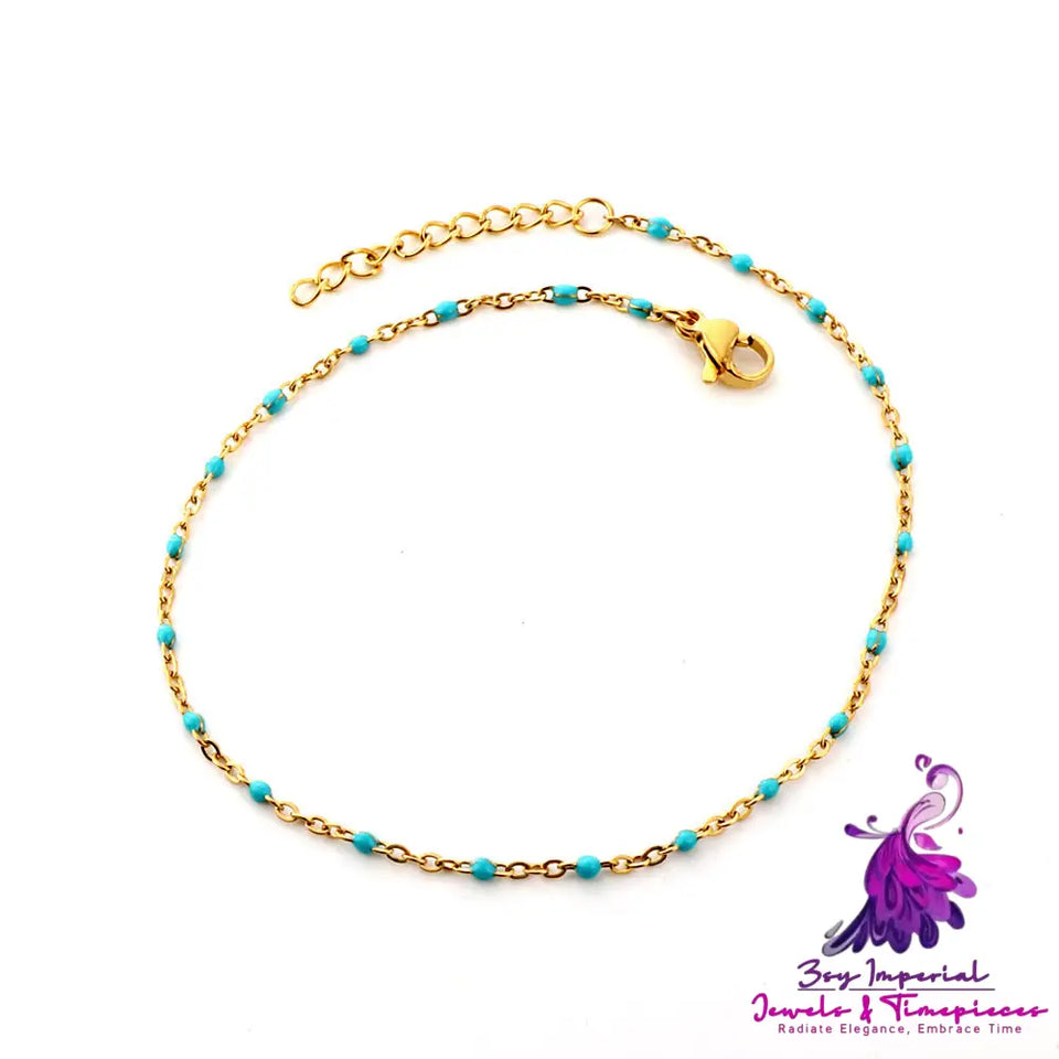 Retro Colored Bead Anklet