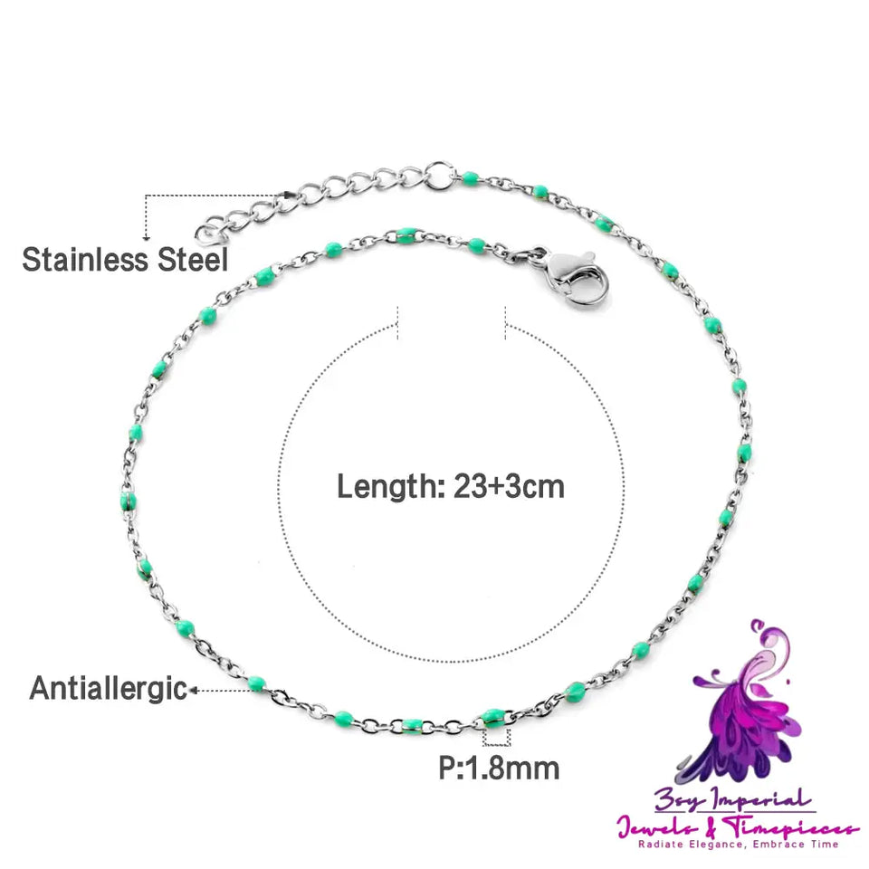 Retro Colored Bead Anklet